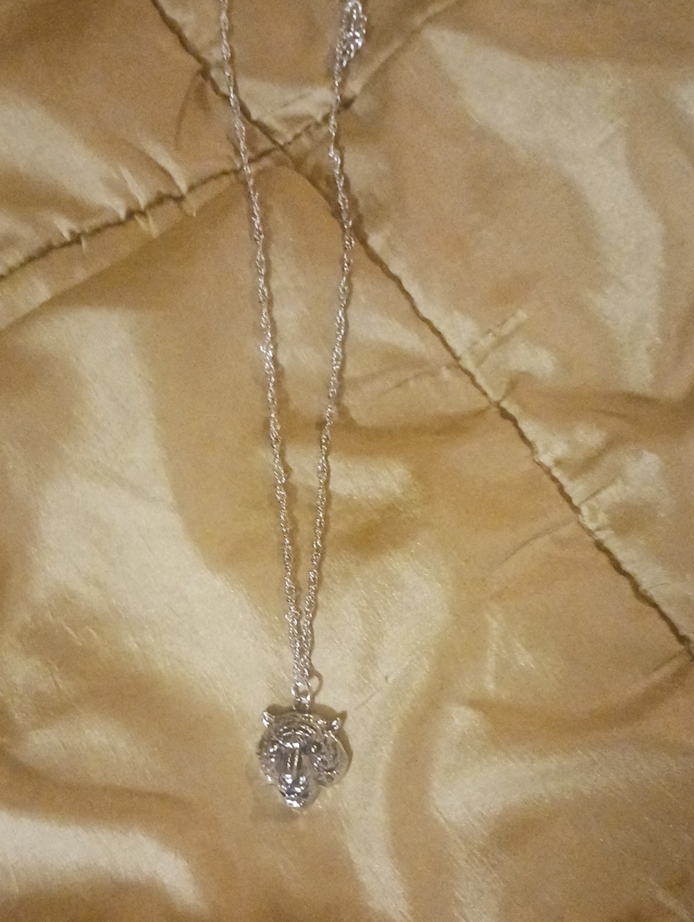 Silver Tiger Head Pendant Necklace - Women Jewelry